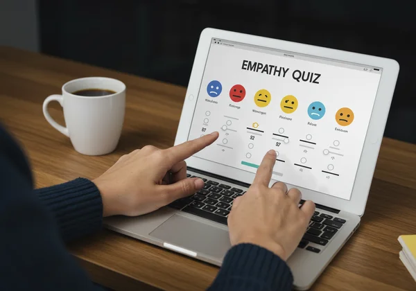 Người đang làm bài kiểm tra tự đánh giá đồng cảm trực tuyến