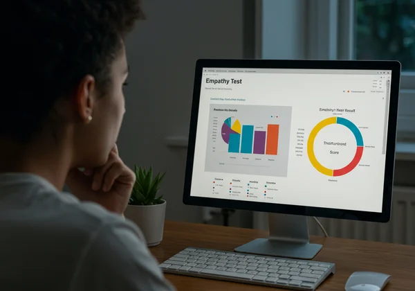 Person reflecting on an online empathy test result