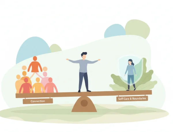 Person balancing empathy with self-care and boundaries